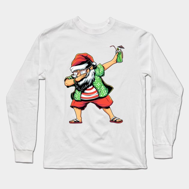 Dabbing Beach Santa Long Sleeve T-Shirt by BDAZ